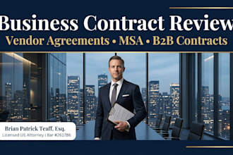 review your business contract or vendor agreement as a US attorney