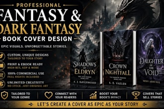 design a professional fantasy and dark fantasy book cover for amazon kdp authors