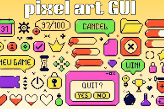 create pixel game ui ,icon, hud element, user interface, indie game assets