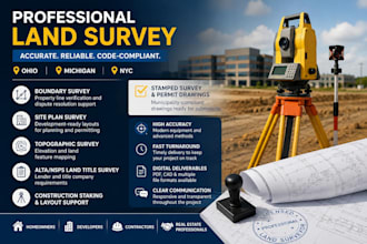 ohio michigan nyc land survey, boundary survey, site plan surveyor stamp permit