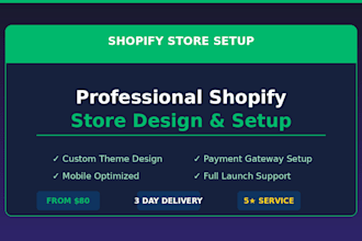 build a professional shopify store with custom design and full setup