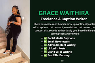 write engaging social media captions, emails and admin content for your business