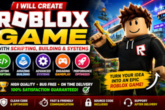 create a roblox game with scripting, building and systems