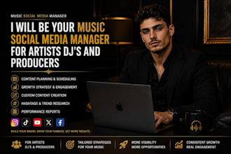 be your music social media manager for artists djs and producers