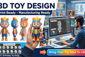 design 3d printable toys for toy companies and product manufacturer with blender