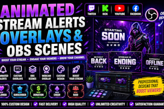 create animated stream alerts overlays and obs scenes