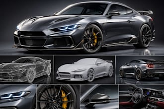 create realistic 3d car modeling, car rendering and automotive vehicle design