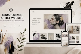 create squarespace artist website web design artist portfolio landing page