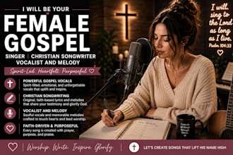 be your female gospel singer christian songwriter vocalist and melody creator