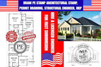 draw pe stamp architectural stamp, permit drawing, structural engineer, mep