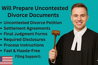 prepare uncontested divorce documents and divorce petition filing