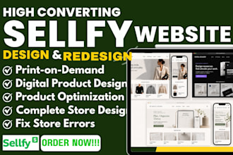 sellfy website design, sellfy store redesign, shopify store website development