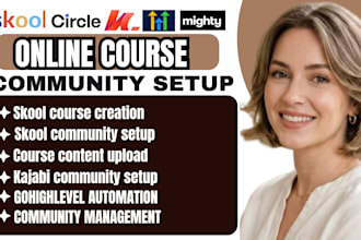 setup skool online course community ghl kajabi course creation skool manager