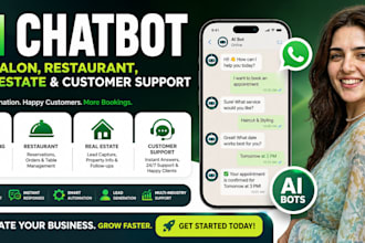 setup ai chatbot for salon booking,  restaurant,real estate, customer support