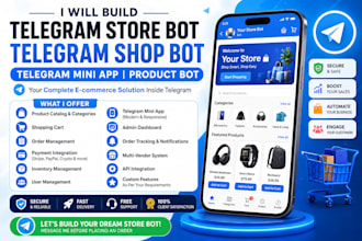 build telegram store bot, telegram shop bot, telegram mini app, product bot