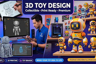 design 3d printable collectible toys for brands and toy manufacturers in blender