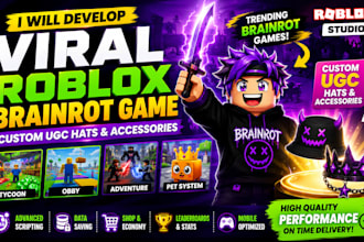 develop viral roblox brainrot game, custom ugc hats and accessories