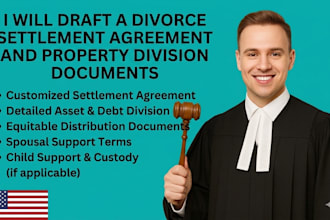 draft a divorce settlement agreement and property division documents