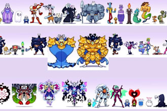 create undertale deltarune and rpg pixel art character sprites