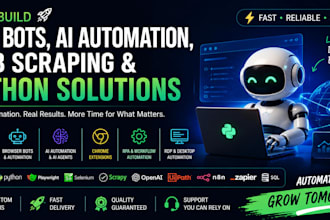 build web bot,chrome extension,web scraping,python ai automation,rdp bot,uipath,