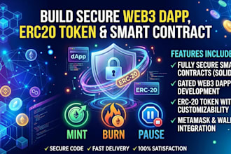 build secure web3 dapp, erc20 token smart contract, solidity dapp
