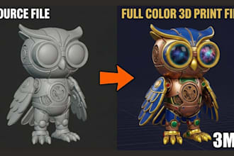 convert, slice, paint stl to multicolor 3mf for bambu lab, mesh repair in 24 hrs
