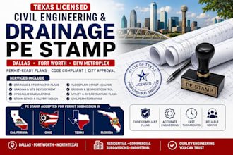 provide dallas texas civil engineering and drainage pe stamp