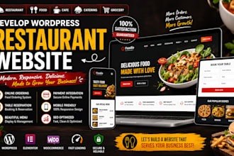 develop wordpress restaurant website, restaurant, food website, cafe website