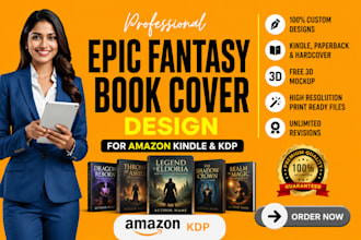 create a bestselling epic fantasy book cover for amazon kindle and KDP