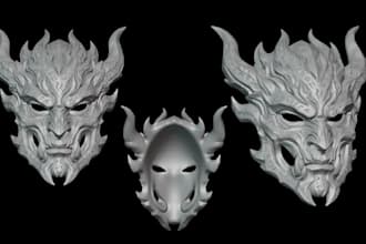 sculpt detailed 3d mask helmet and cosplay props stl for 3d printing