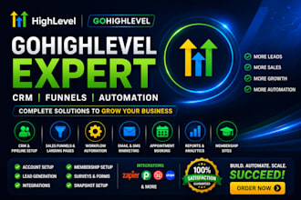 be your gohighlevel expert for CRM, funnels and automation