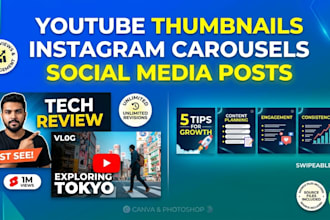 design clickbait youtube thumbnails and instagram carousels