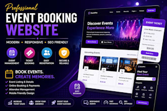 event booking website, event website, conference website, event planner website