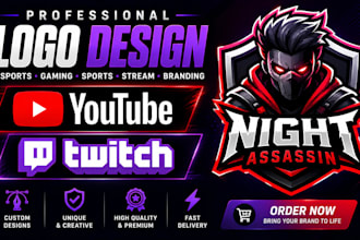 create and recreate professional logo for youtube twitch esports sports stream