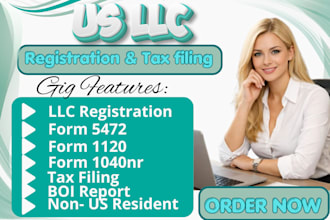 prepare and efile form 5472, 1120, 1040nr for us llc tax filing with cpa
