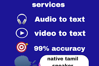 do accurate tamil audio transcription and video to text