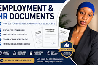 draft employee handbook, employment contract, HR policy, contractor agreement