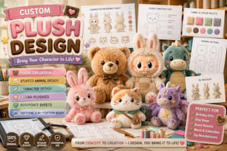design plush toy stuffed animal character plushle custom labubu reference sheet
