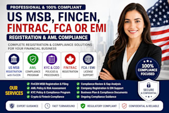 register US msb, fincen, fintrac, fca or emi license with full aml compliance