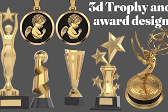 custom 3d trophy models bas relief medals awards cup 3mf 3d product rendering