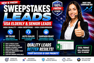 premium newly fresh sweepstak leads, sip trunk, auto dailer, usa elderly leads