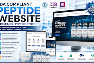 build pda compliant peptide website research store nutraceutical woocommerce