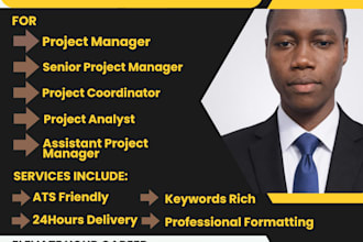write ats project manager, scrum master, pmp resume and CV