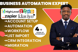 setup zoho recruit CRM gohighlevel automation klaviyo zapier integration jobber