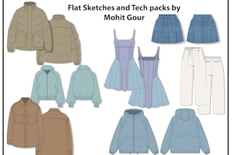 design apparel tech packs and garment flat sketches
