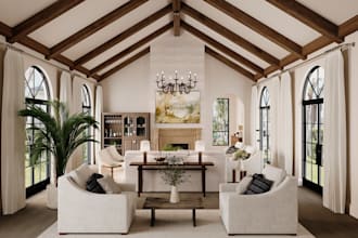 design realistic 3d interior for your space and moodboard,
