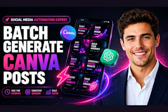 create editable canva templates and batch generate social media posts using ai