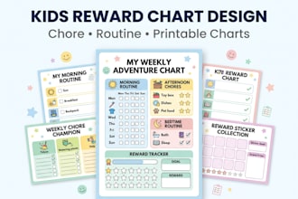 design kids reward, chore, routine charts for etsy shops