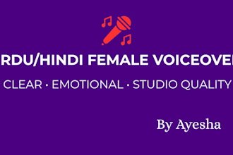 record professional female urdu voiceover, youtube narration