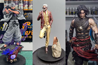 sculpt, 3d print and paint custom action figure, anime figure resin 3d printing